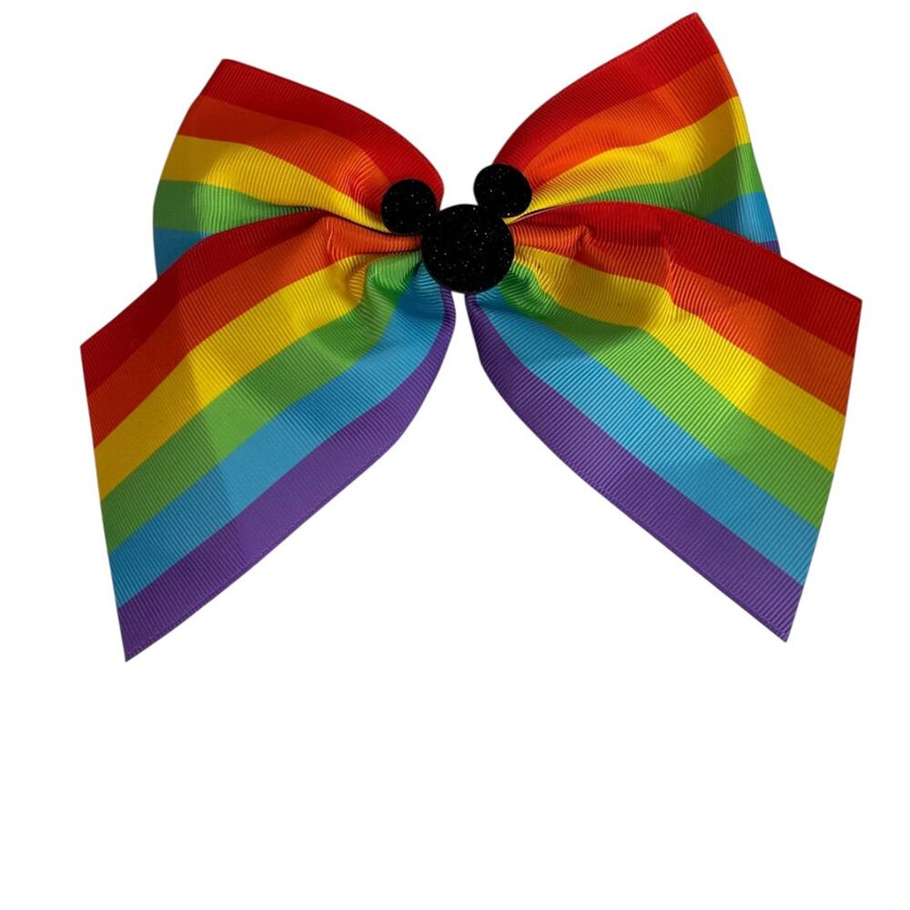 Claires New Disney Mickey Mouse Oversize Rainbow Hairbow Barrette 6 Inch